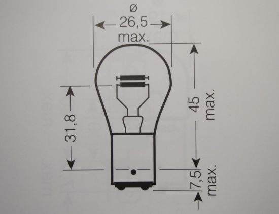 Afbeeldingen van Lamp 12V 21/5W BAY15D